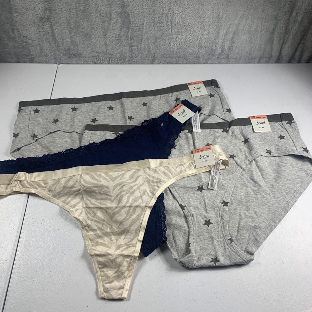 Jenni Women's 4-Pack Assorted Thong + Core Panty Underwear 3XL Multicolor NWT